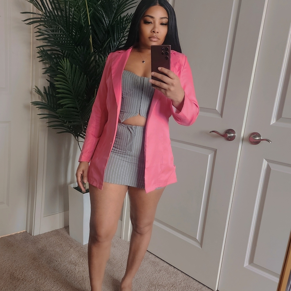 Women's New Pinstripe Skirt Set